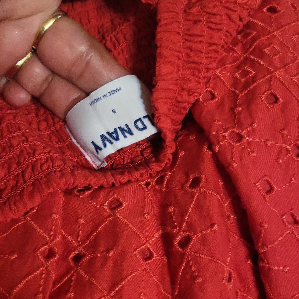 Old Navy Red Eyelet Blouse